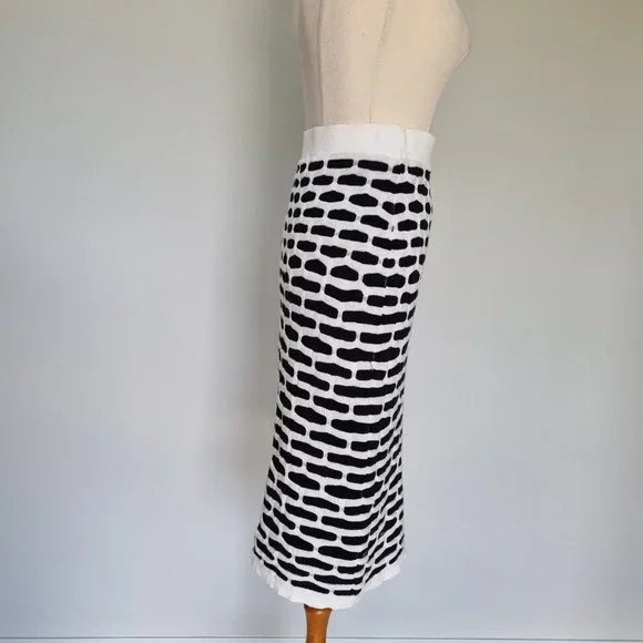 Veronika Maine Black & White Geometric Knit Pencil Skirt Size M - Picture 4 of 6